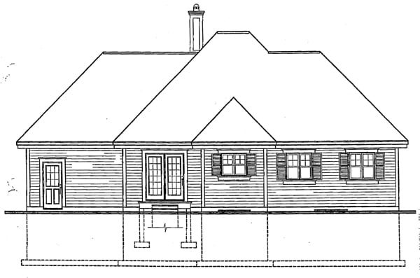 Bungalow Country One-Story Victorian Rear Elevation of Plan 65096