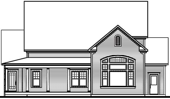 Traditional Rear Elevation of Plan 65102