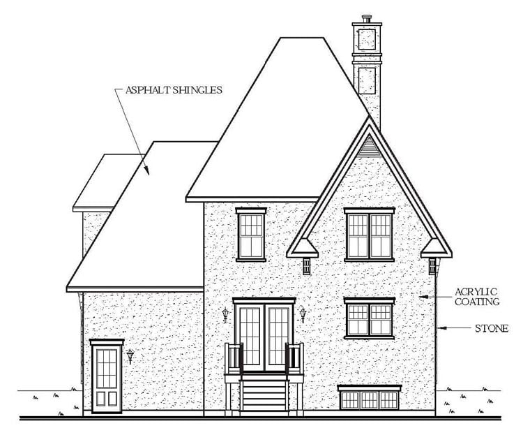 Narrow Lot Victorian Rear Elevation of Plan 65103