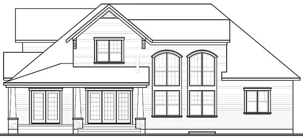 Traditional Rear Elevation of Plan 65104