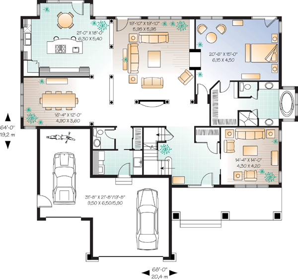 Craftsman Traditional Level One of Plan 65107