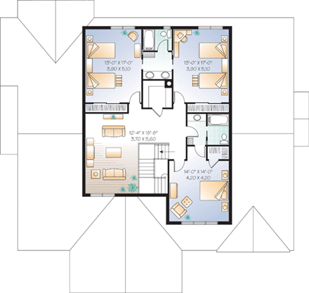 House Plan 65107 Second Level Plan