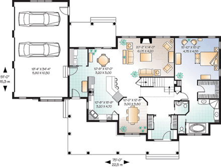 House Plan 65111 First Level Plan