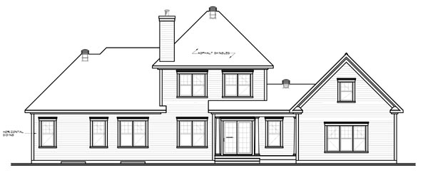 Traditional Rear Elevation of Plan 65111