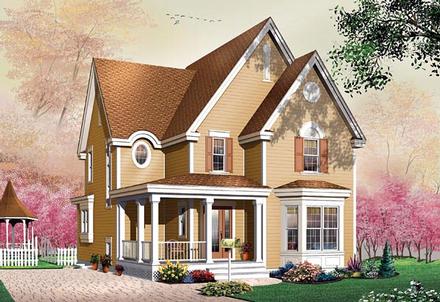 Narrow Lot Victorian Elevation of Plan 65121