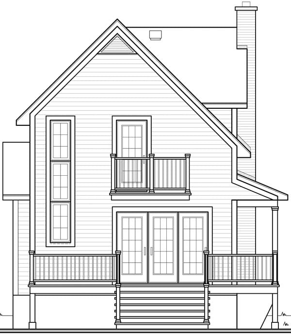 Country Traditional Rear Elevation of Plan 65127