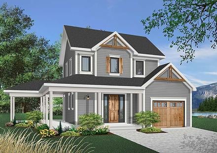 Country Farmhouse Elevation of Plan 65134