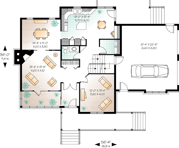 Country Farmhouse Level One of Plan 65135