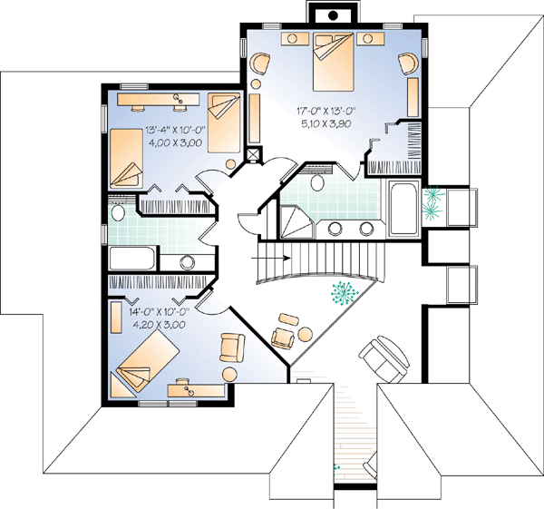 Country Farmhouse Level Two of Plan 65138