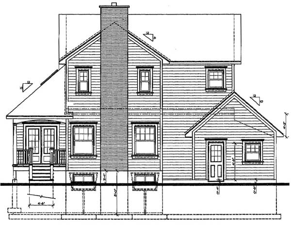 Country Farmhouse Rear Elevation of Plan 65138