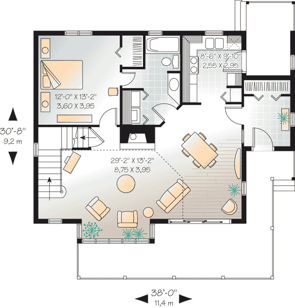 Contemporary Craftsman Level One of Plan 65141