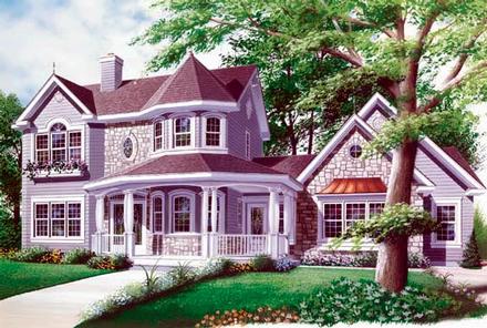 Country Farmhouse Victorian Elevation of Plan 65143