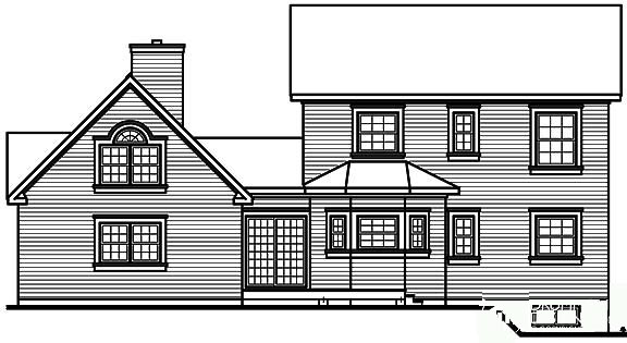 Country Farmhouse Victorian Rear Elevation of Plan 65143