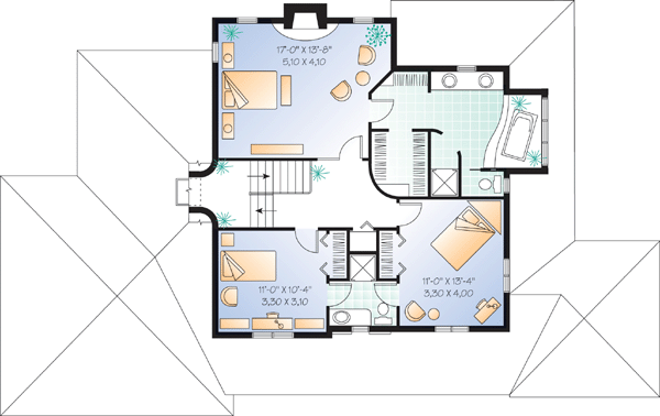 Country Farmhouse Level Two of Plan 65145