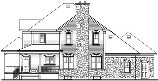 Country Farmhouse Rear Elevation of Plan 65145