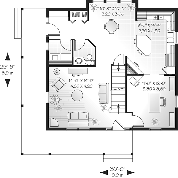 Country Farmhouse Level One of Plan 65147