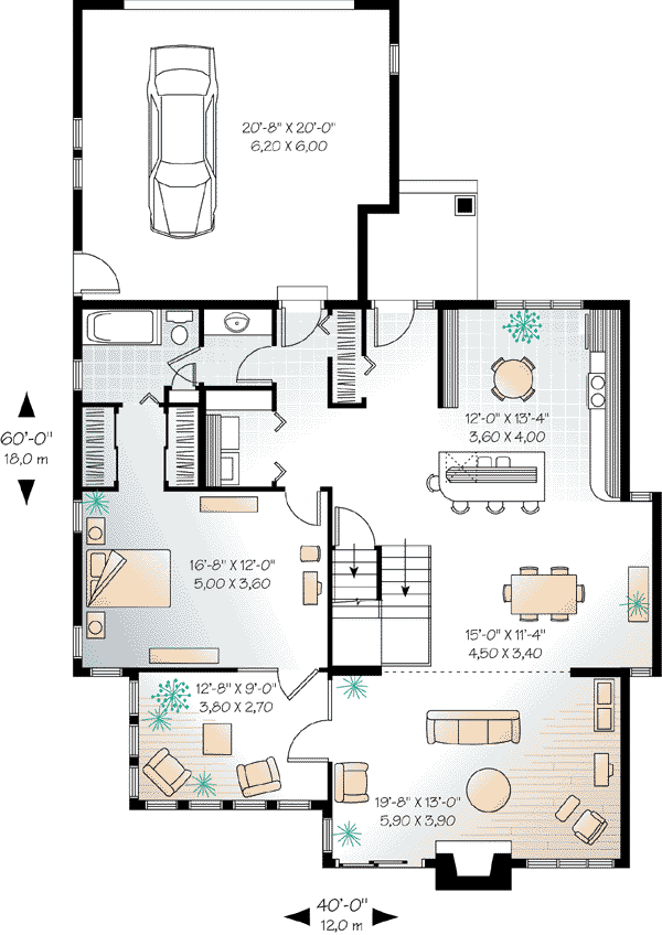 Contemporary Craftsman Level One of Plan 65153