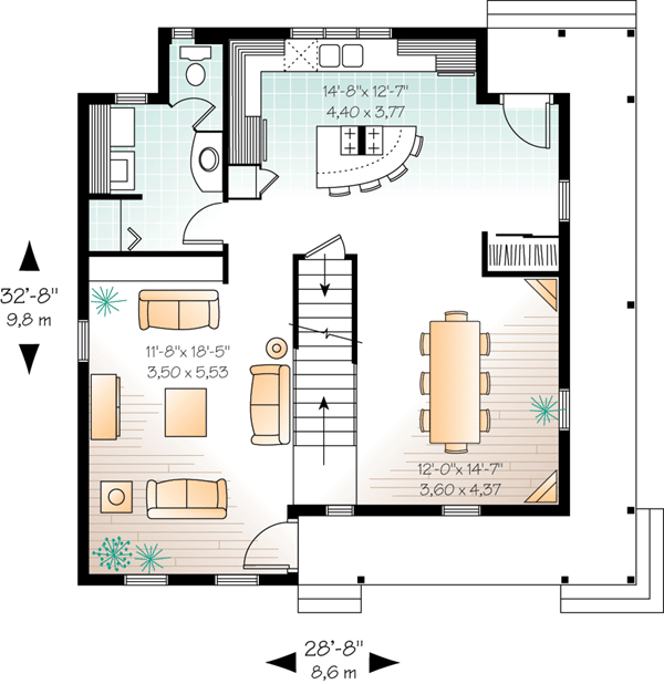 Country Farmhouse Level One of Plan 65154