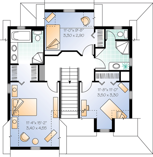 Country Farmhouse Level Two of Plan 65154