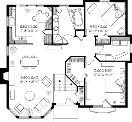 House Plan 65156 First Level Plan