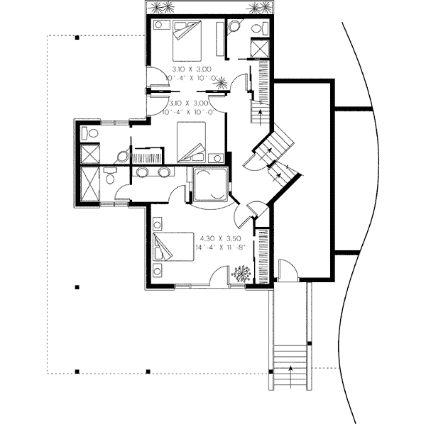 Coastal Craftsman Traditional Level Two of Plan 65157