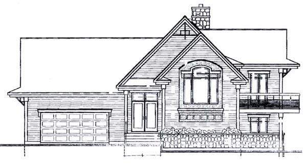 Coastal Craftsman Traditional Rear Elevation of Plan 65157