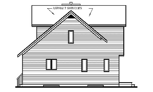 Contemporary Country Rear Elevation of Plan 65173