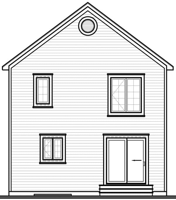 Contemporary Traditional Rear Elevation of Plan 65189