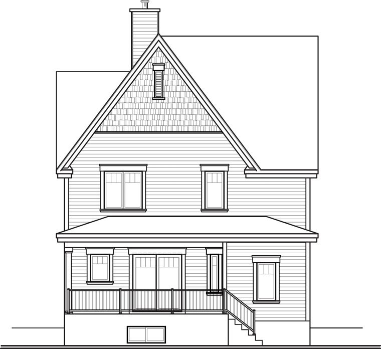 Country Craftsman Rear Elevation of Plan 65191