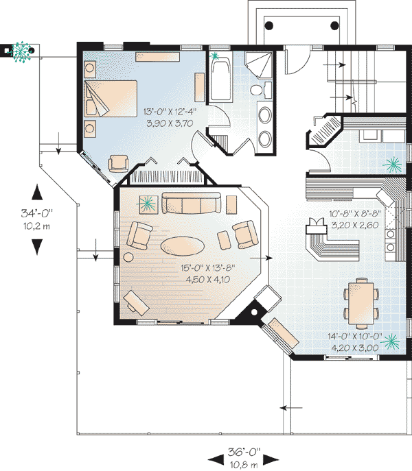 Contemporary Craftsman Level One of Plan 65193