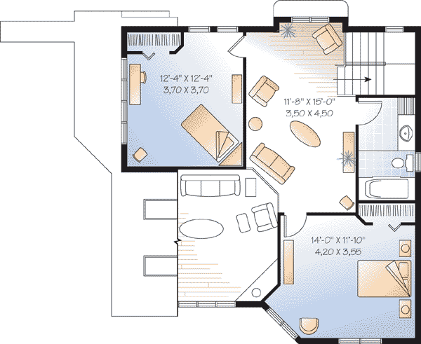 Contemporary Craftsman Level Two of Plan 65193