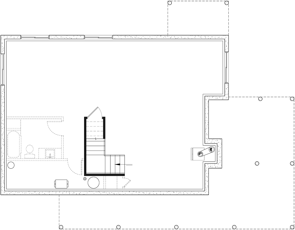 Contemporary Craftsman Lower Level of Plan 65195