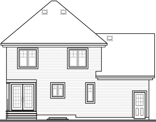 Country Victorian Rear Elevation of Plan 65204