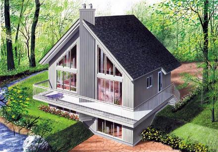 Contemporary Craftsman Elevation of Plan 65207