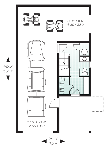 Garage Plan 65215 - 2 Car Garage Apartment First Level Plan