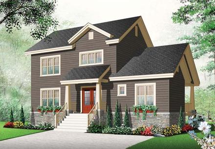 Country Craftsman Elevation of Plan 65221