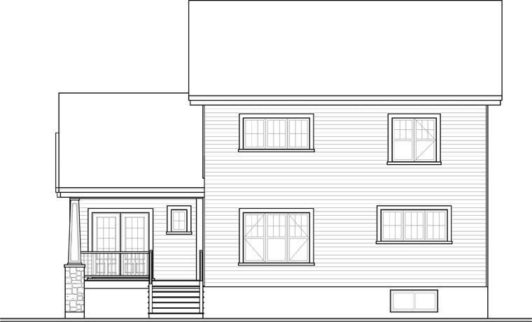 Country Craftsman Rear Elevation of Plan 65221