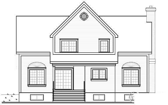 Traditional Rear Elevation of Plan 65224