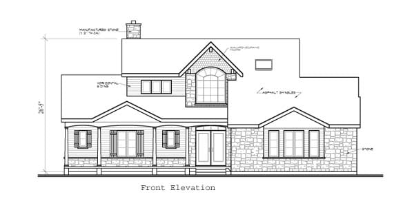 Southern Traditional Rear Elevation of Plan 65225