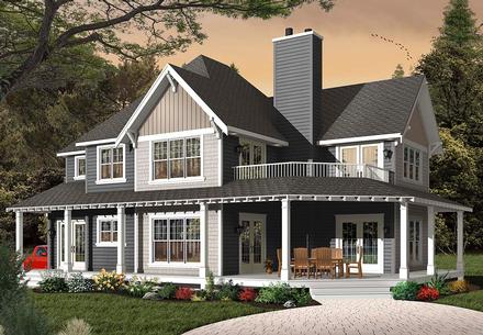 Country Craftsman Farmhouse Elevation of Plan 65231