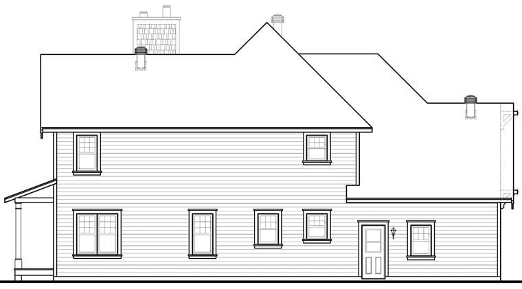 Country Craftsman Farmhouse Rear Elevation of Plan 65231