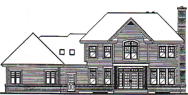 European Traditional Rear Elevation of Plan 65239