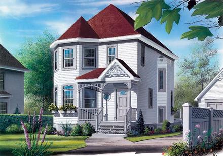 Country Narrow Lot Victorian Elevation of Plan 65244