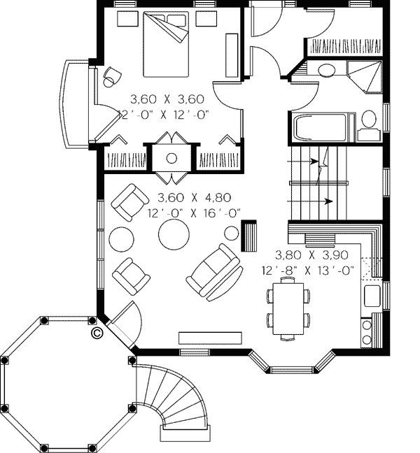 Country Farmhouse Victorian Level One of Plan 65250