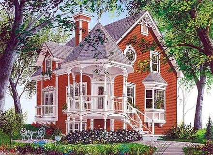 Country Farmhouse Victorian Elevation of Plan 65250