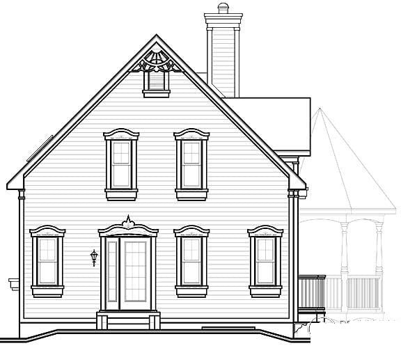Country Farmhouse Victorian Rear Elevation of Plan 65250
