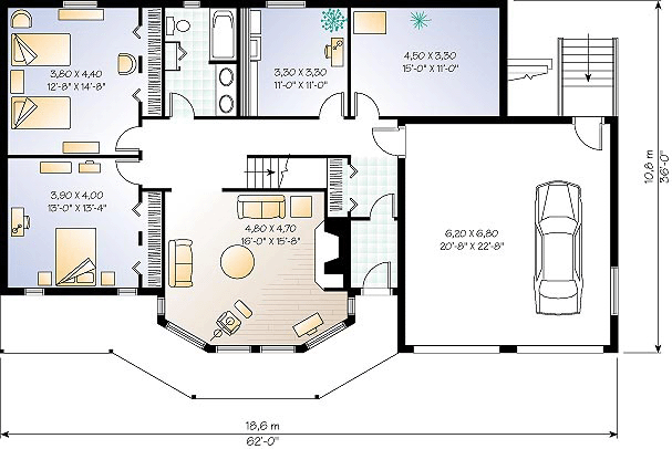 Contemporary Craftsman Lower Level of Plan 65269
