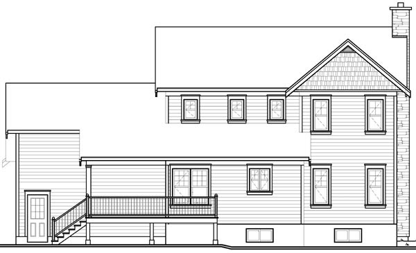Country Craftsman Farmhouse Rear Elevation of Plan 65290