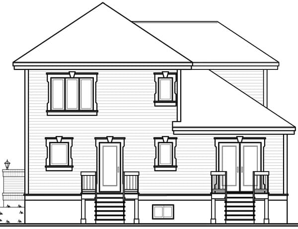 Colonial Rear Elevation of Plan 65310