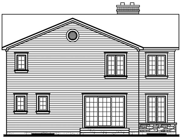 Traditional Rear Elevation of Plan 65311